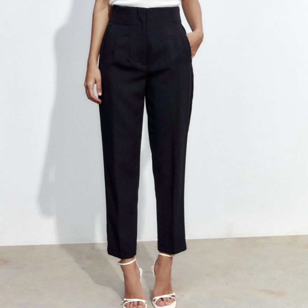 Zara High Waisted Slim Leg Trousers